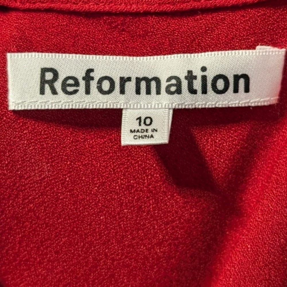 Reformation Lassie Cowl Neck Flutter Sleeve Tie Back Maxi Dress Red Size 10 - Picture 11 of 13